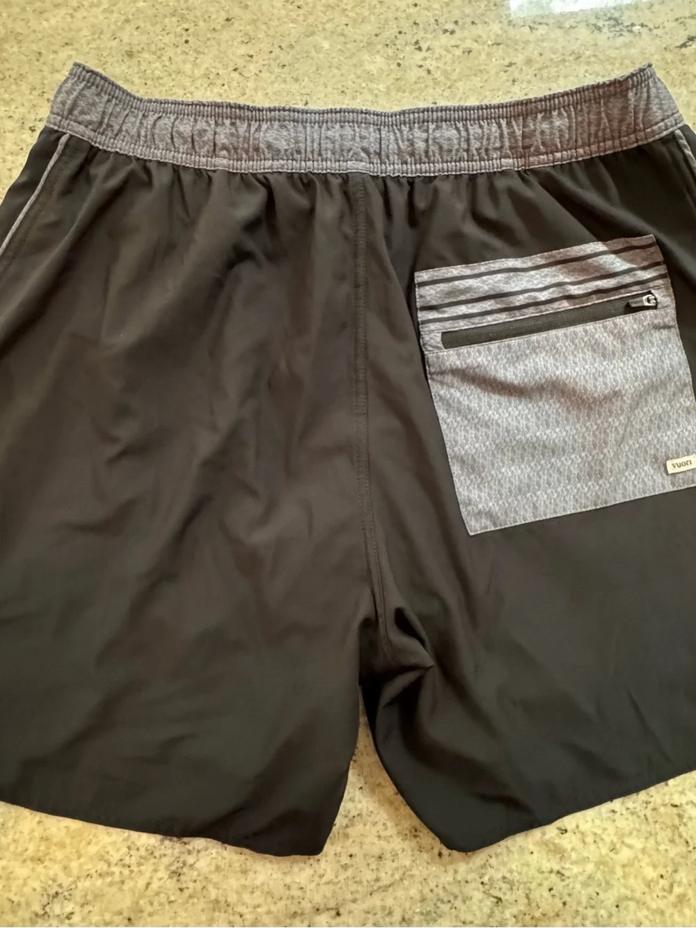 Vuori Black Athletic Shorts with Gray Waistband